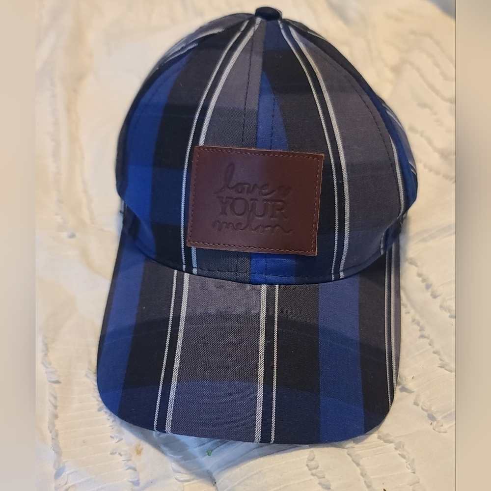 Love Your Melon Blue Plaid Adjustable Logo Patch Hat